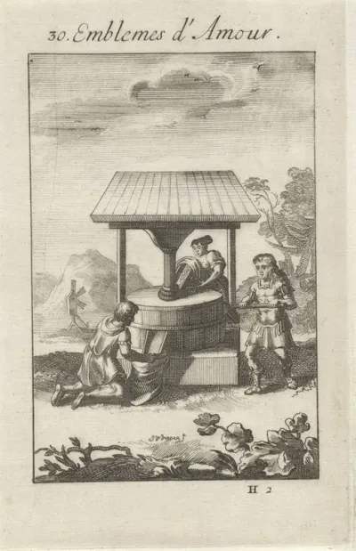 Vrouw en twee mannen bij een molen