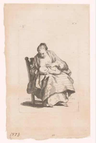 Vrouw geeft een kind de borst