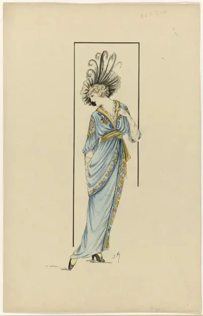 Vrouw in blauwe jurk, 1913-1914