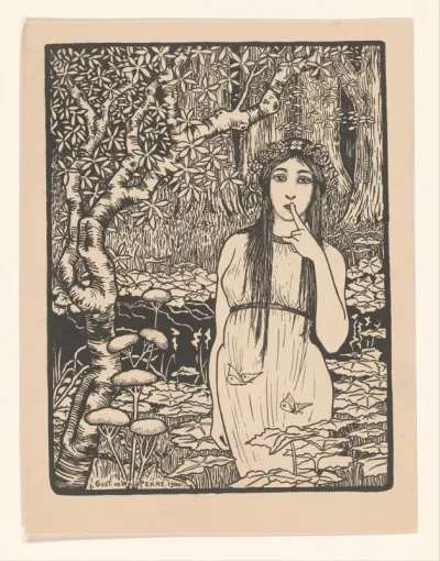 Vrouw in boslandschap