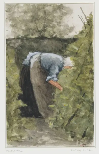 Vrouw in de moestuin