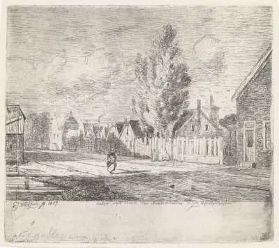 Vrouw in een dorpsstraat