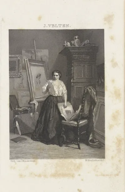 Vrouw in een schildersatelier