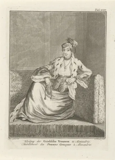 Vrouw in Griekse kledij