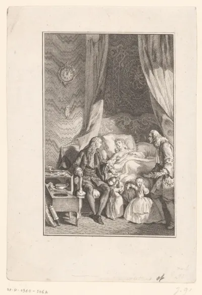 Vrouw in haar ziekbed