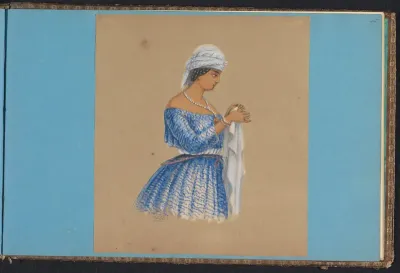 Vrouw in koto misi met zakdoek