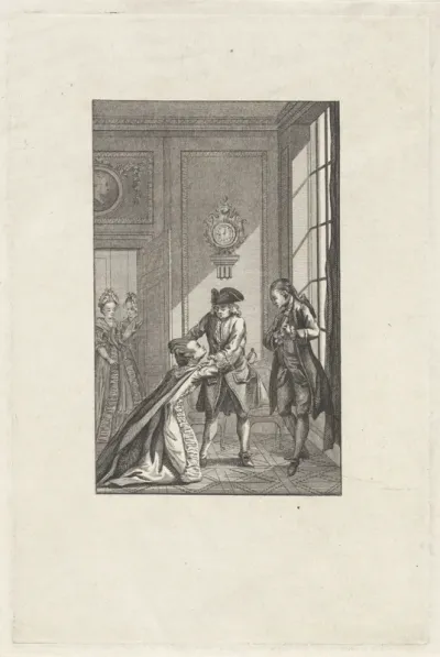 Vrouw knielt voor een man