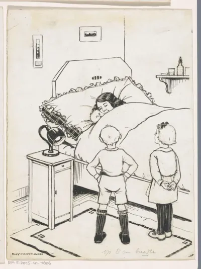 Vrouw knuffelt een baby in bed