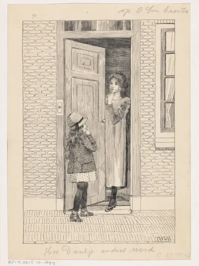 Vrouw maakt stiltegebaar in een deuropening
