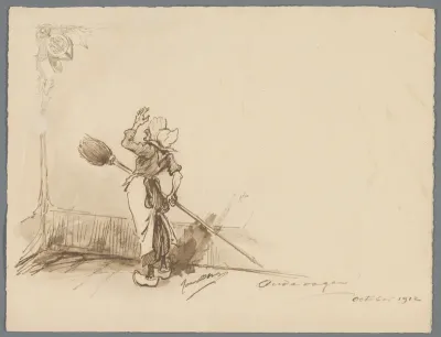 Vrouw met bezemsteel