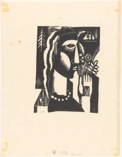 Vrouw met bloemen in haar hand