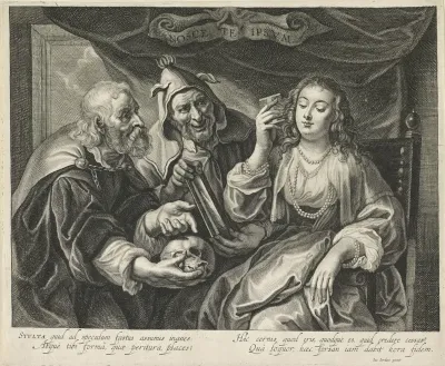 Vrouw met een kam kijkt in een spiegel
