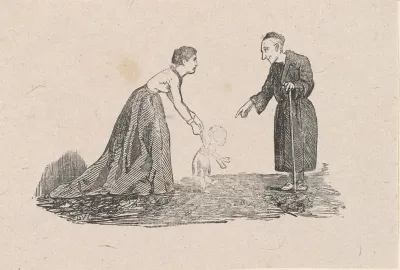 Vrouw met een kind en een oude man