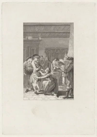 Vrouw met een kruis knielt voor een man