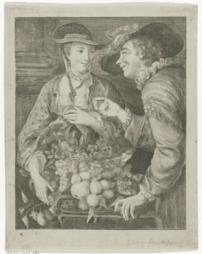 Vrouw met een mand met vruchten