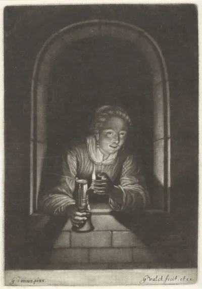Vrouw met een olielamp