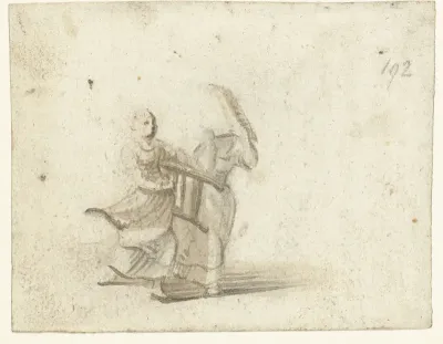Vrouw met een rek en een vrouw met een mand