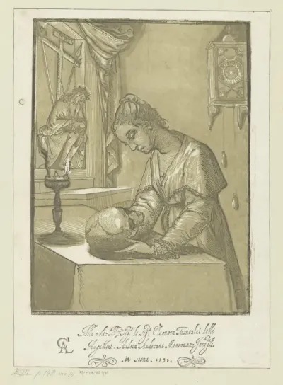 Vrouw met een schedel