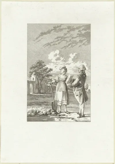 Vrouw met een schep en een brief