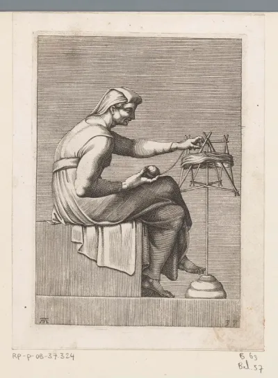 Vrouw met een spinnewiel