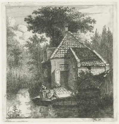 Vrouw met een wasmand en een kind