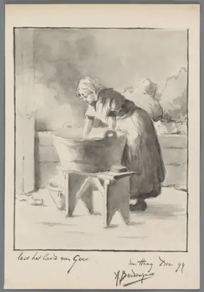 Vrouw met een wastobbe