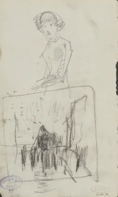 Vrouw met hoed en een compositiestudie