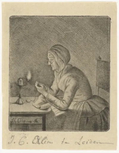 Vrouw met naaigerei