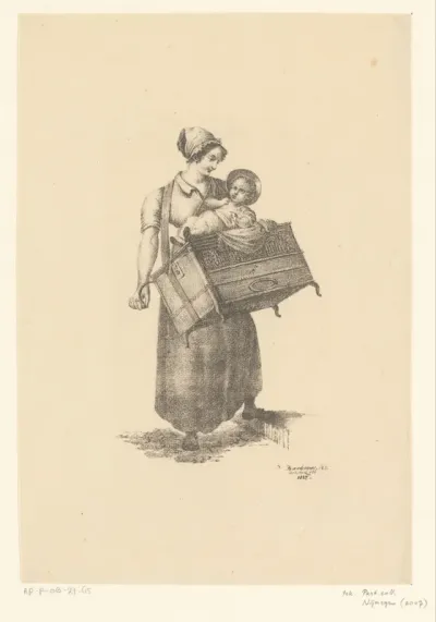 Vrouw met orgel en kind