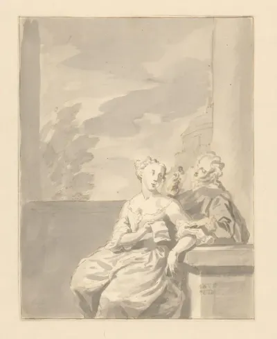 Vrouw met papier en man met bloem