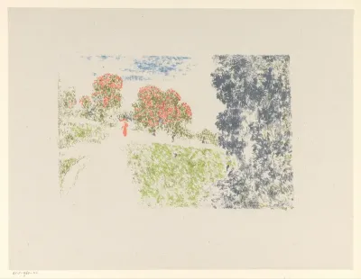 Vrouw met paraplu of parasol in landschap