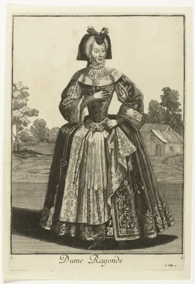 Vrouw met schaar en sleutels aan haar gordel