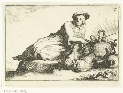 Vrouw met twee kippen