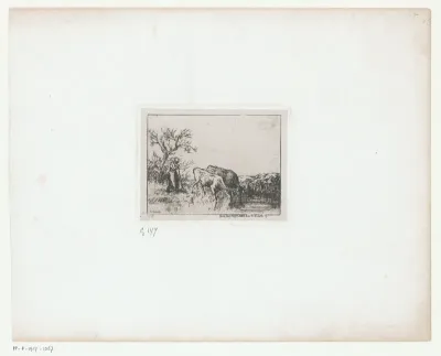Vrouw met twee koeien in een landschap