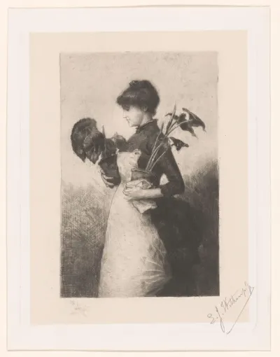Vrouw met twee planten
