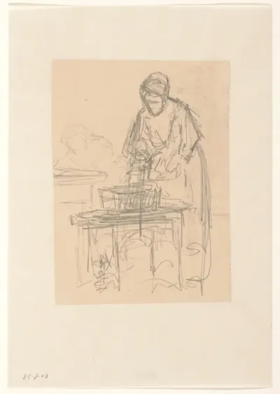 Vrouw met vaatwerk