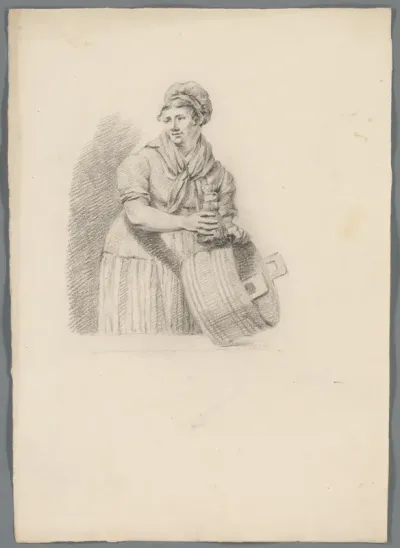 Vrouw met wastobbe en borstel