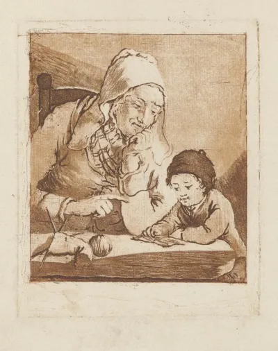 Vrouw onderwijst een kind