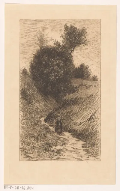 Vrouw op een holle weg