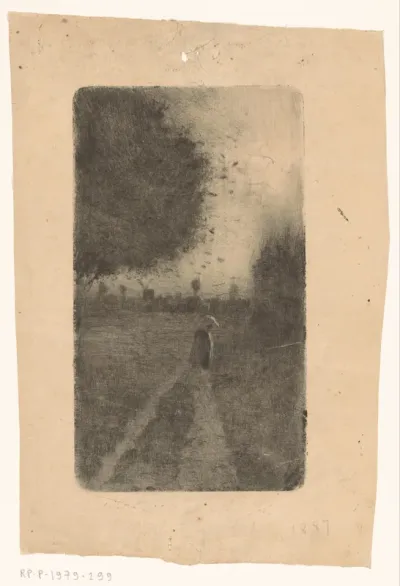 Vrouw op een landweg
