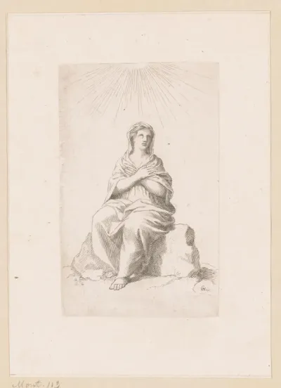 Vrouw op een steen, mogelijk Maria
