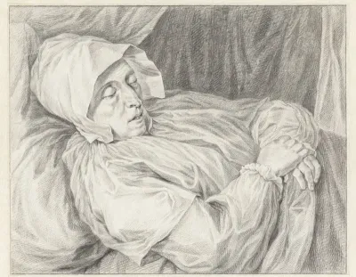 Vrouw op haar doodsbed
