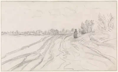 Vrouw op landweg