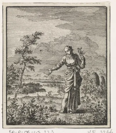 Vrouw plukt bloemen in het veld