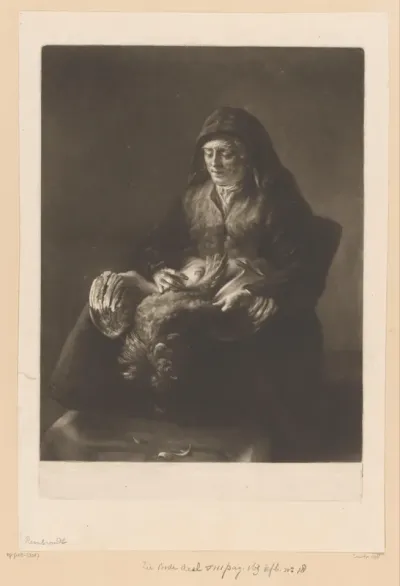 Vrouw plukt een haan