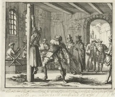 Vrouw Ursel te Maastricht in de gevangenis gegeseld, 1570