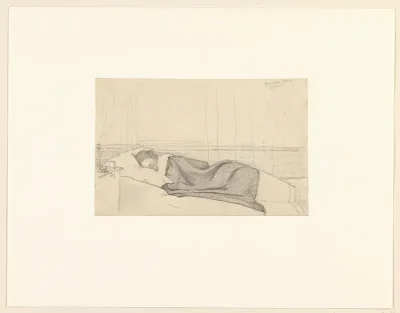 Vrouw van Richard Roland Holst in bed, naar links