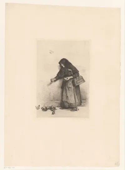 Vrouw voert vogels