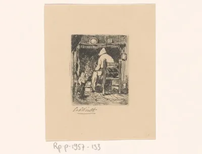 Vrouw voor de haard