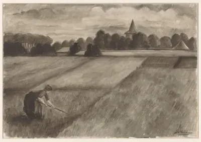 Vrouw werkt op het land